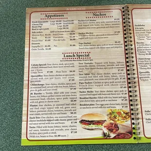 Appetizer and lunch specials