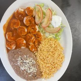 Camarones a la diabla                         Shrimp in habanero sauce