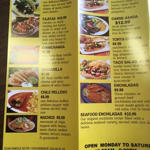 The menu, obviously.