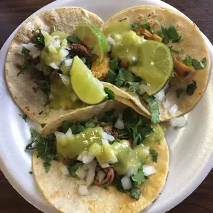 Two carnitas tacos and 1 Mahi mahi Taco. Yummm
