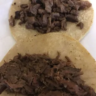 Carne Asada and Barbacoa Tacos