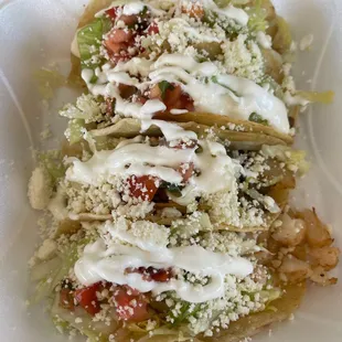 Taco  steak , shrimp , steak