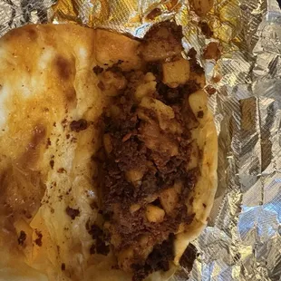 Breakfast Taco (taco de almuerzo) chorizo + potato (papa y chorizo)