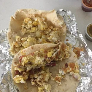 Breakfast tacos on flour $2 each