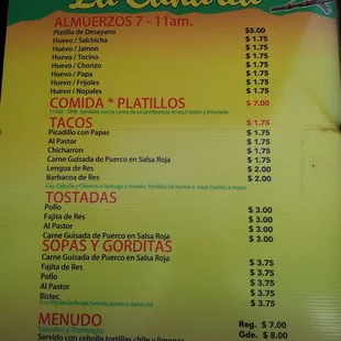 menu