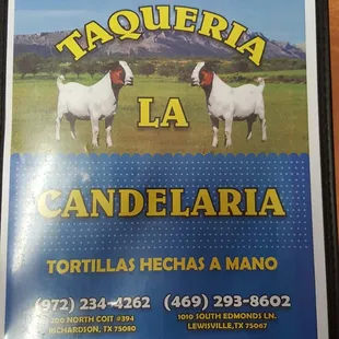 Menu in Spanish
