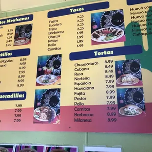 The menu