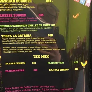 the menu