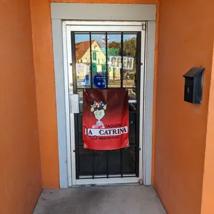 the entrance to the restaurant