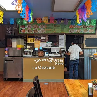 inside ordering area.
