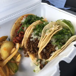 HEAVEN! Al pastor and carne asada tacos to LIVE FOR!!
