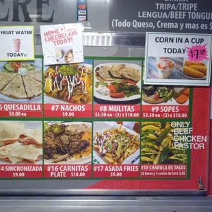 a menu for taqueria la chiva