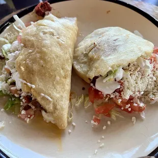 Quesadilla Frita (campechano) and Gordita (Al Pastor)