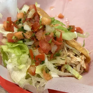 Crispy taco with shredded chicken!