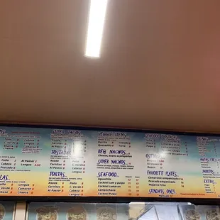 Menu (pic taken 3/19/21)