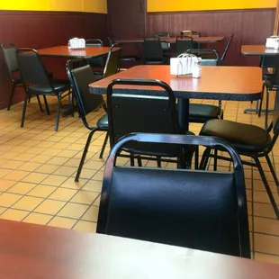 tables and chairs in a restaurant