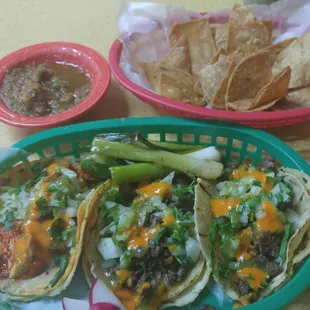 Delicious Carne Asada, Tripa, and Pastor (pulled pork w pineapples)$2 Tacos from Taqueria LA Costena