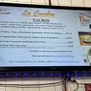 Taqueria La Cumbre Menu 12/2024