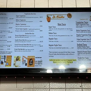 Taqueria La Cumbre Menu 12/2024