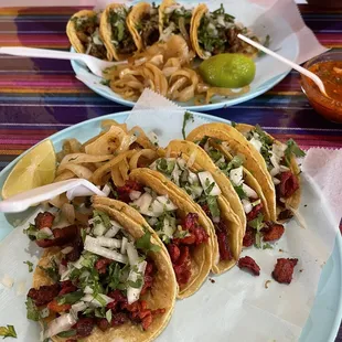 Al pastor and bistec tacos