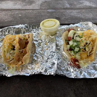 Chicken Fajita &amp; Al pastor on corn tortillas