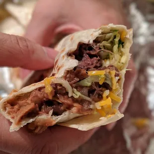 Inside Barbacoa Burrito, $6, tax included