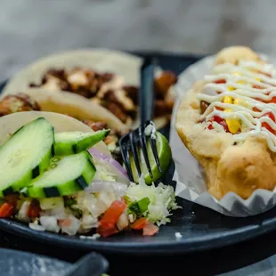 1 Hotdog, 2 Tacos, Soda Combo
 
 Surf &amp; Turf Taco
 
 Pork Belly Taco