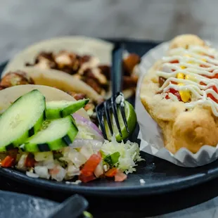 1 Hotdog, 2 Tacos, Soda Combo
 
 Surf &amp; Turf Taco
 
 Pork Belly Taco