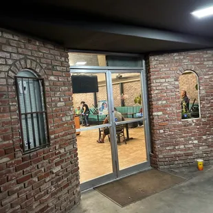 the entrance to the restaurant