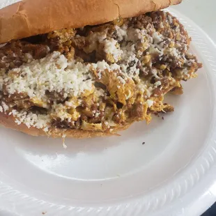 Breakfast Menu Lonche de Chorizo con Huevo Sandwich Chorizo and Eggs