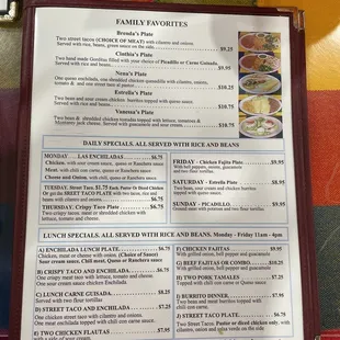 menu