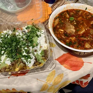 Nachos and Beef Tripe Soup