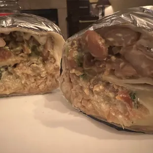 the inside of a burrito