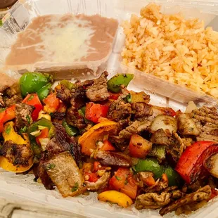 Steak fajita plate - more veg than meat, as I prefer, but maybe not everyone