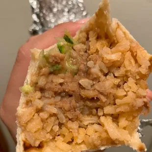 Bean, rice, lettuce, pico burrito