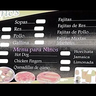 menus and prices