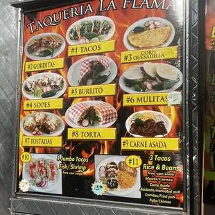 a menu for a mexican restaurant