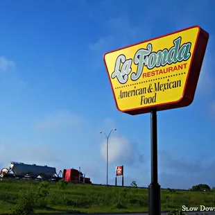 a sign for a restaurant