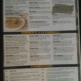 3rd page of menu at La Fonda Restaurant
