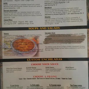 2nd page of menu at La Fonda Restaurant