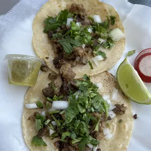 Two Asada Tacos with cilantro and onions