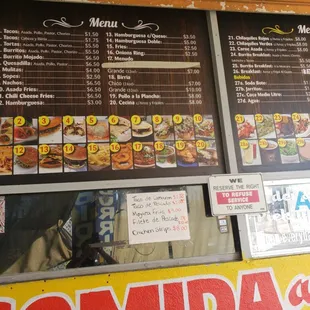 Good menu Mexican and American food..Buena comics Mexicana. Y americana