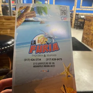 a hand holding a menu