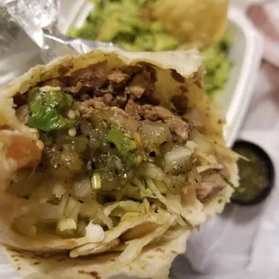 Steak Burrito with green sauce on the side, steak-a-licious~