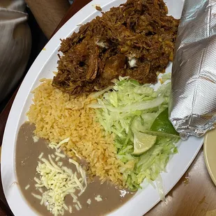 Goat plate.  Super super flavorful as authentic as you can get!  Amazing Mexican food!