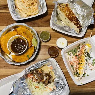 a variety of mexican food