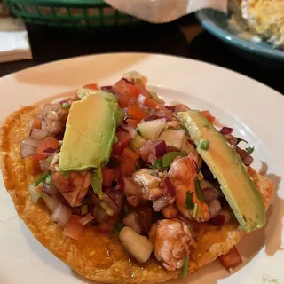 Tostada de Ceviche de Camaron