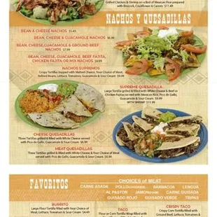 the menu for taqueria la hacienda