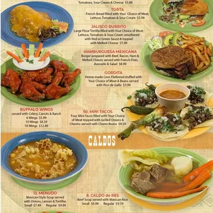 a menu for a taqueria
