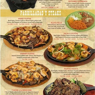 the menu for the restaurant